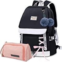 Los mejores  - Bevalsa Mochila con Rosado Estuche de Lápices Set- Bolsa de Escuela para Niño Niña Adolescentes Chica Mujer Gran…